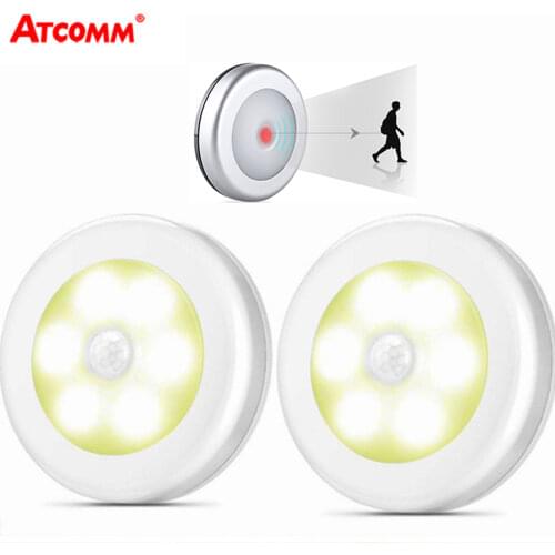PIR Body Motion Sensor LED Under Cabinet Light AAA Battery Powered Auto Night Lamp Cordless Easy to Install For Corridor Stairs