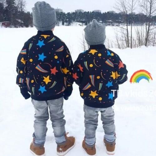 12M-6Y Baby Boys Girls Starry Sky Print Thick Coat Autumn Winter Cotton Jackets Kids Children Outwear