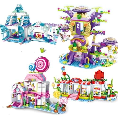 Girl Friends Resort Castle Dream House Princess City Castle Sets House DIY Model Building Kits Blocks Toys