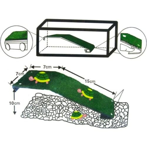 Turtle Basking Platform Rest Tortoise Ramp Reptile Tank Ladder Resting Terrace Simulation Lawn Platform Fish Tank Suction Cup