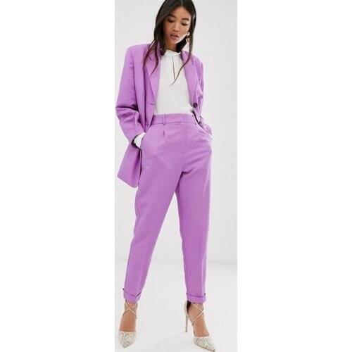 Plus Size Women Suits Purple Pantsuits Office Formal Party Ladies Work Wear Blazer Outfit Pantsuit Custom Made