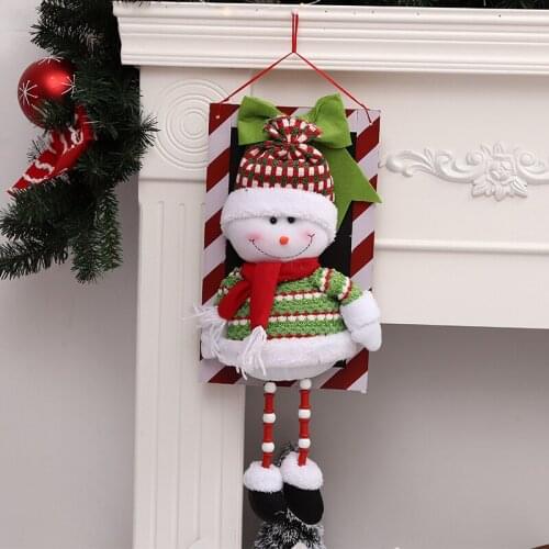 Christmas creative doll decorations hotel window setting wooden bow old man Snowman door hanging accessories