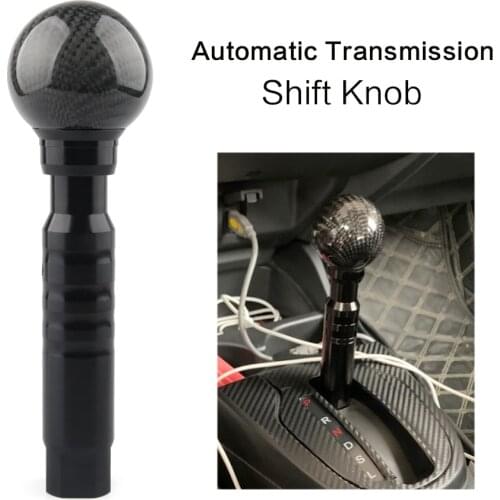 Carbon grain Automatic Transmission Shift Knob Gear Selector Round Ball Button Shifter Knob AT Gearstick Lever Handle