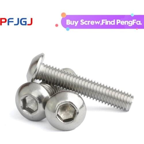 Peng Fa ISO7380 304 stainless steel button head screw M3 M4 M5 M6 M8 Hexagon Socket round head Screws