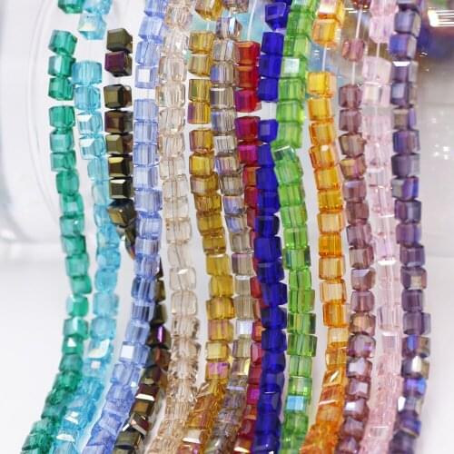 6mm Plate Faceted Square Crystal Beads For Jewelry Making Bulk Lampwork Glass Beading DIY Crafts Charms Accessories 95pcs/strand