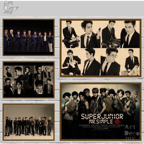 Super Junior Posters K-POP Retro Kraft Paper Movie Poster For Home Art Decoration Posters