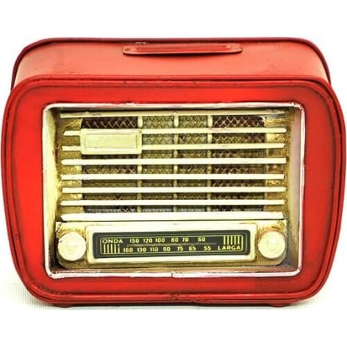 Vintage Miniature Gift Metal Radio Red Collection Antique Decor Piggy Bank Trinket Nostalgic Handmade Hand Painted Art Quality