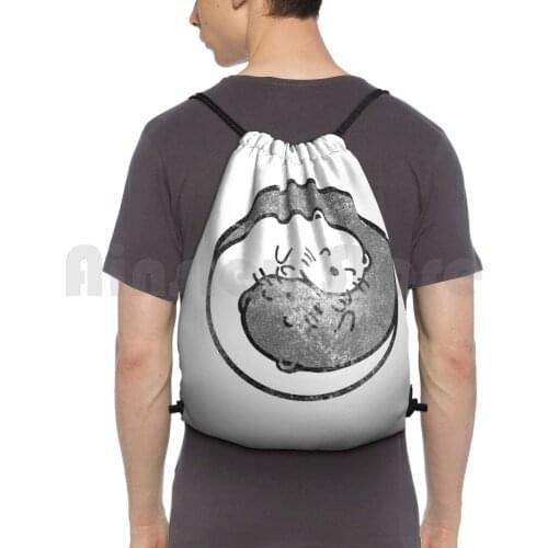 Yinyang Ying And Yang Otters Vintage Women Cute Cartoon Kawaii Backpack Drawstring Bags Gym Bag Waterproof