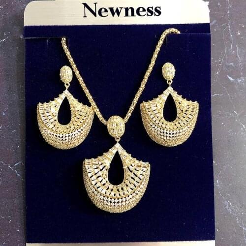 Newness Luxury Sector Necklace Earring Set Cubic Zircon Crystal CZ jewelry Sets for women Wedding India Bridal Jewelry Set