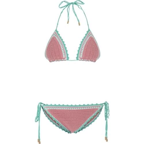 Ladies Handmade Crocheted Triangle Bikini Bra with lining Sexy Swimwear Chest Halter Bra Tops