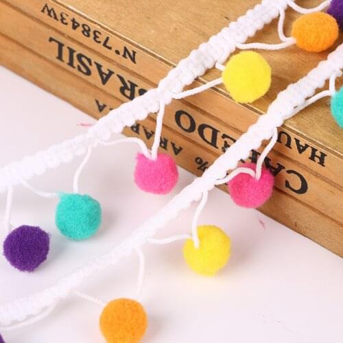 10yards Pompom Trim Lace Fabric Sewing Pom Pom tassel Hair Ball lace ribbon Trim Ribbon Fringe Decoration DIY for sewing Decor