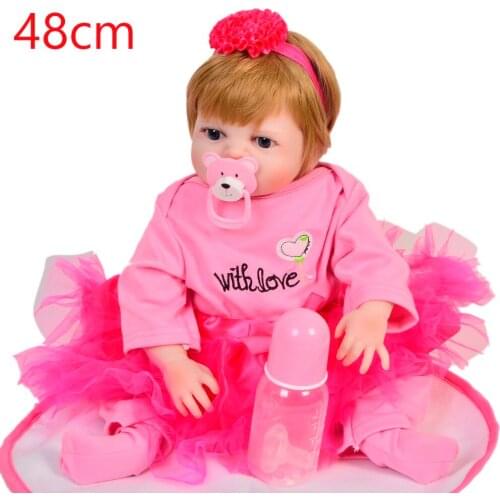 19INCH Full Body Silicone Reborn Baby Doll Toys Newborn 48cm white skin Babies Dolls Gift Birthday Gift Kid Child Bathe bonecas