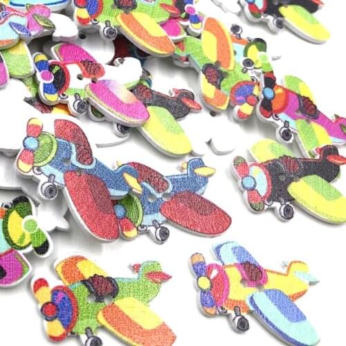 Mixed pattern Aircraft Wooden Buttons Fit Sewing Scrapbooking 2 Holes 29mm WB439