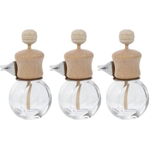 3Pcs Air Vent Essential Oil Diffuser Wooden Lid Rotatable Perfume Containers