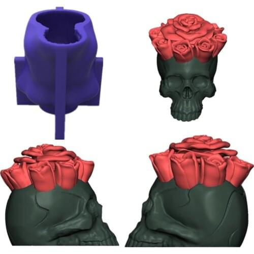 3D Rose Skull Candle Epoxy Resin Mold Plaster Soap Silicone Mould DIY Crafts Home Ornaments Casting Tools