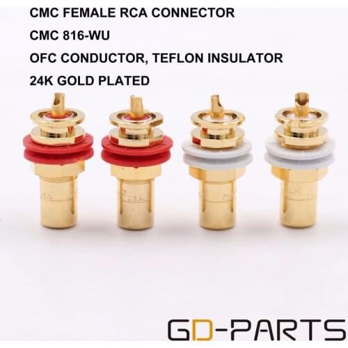 4PCS CMC 816-WU Gold Plated Female RCA Jack Socket Connector for Hifi AMP CD Player Audio Video TV DIY Panel Mount GD-PARTS