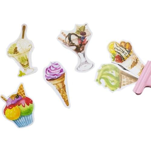 50pcs /pack Sweet Style Creative Ice Cream Sticker Student Decoration DIY Label Scrapbook School Office Supplies for Kids