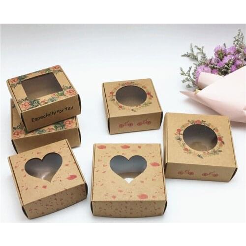 50PCS Paper Transparent PVC Window Aircraft Gift Boxes Kraft Products/Favors Jewelry Packing Box Beautiful Gift Display Box