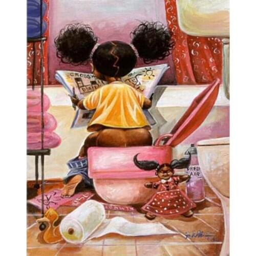 Diamond Embroidery Toilet Newspaper Girl 5D Diy Diamond Painting Rhinestones Mosaic Crystals Picture Handicrafts Home Furnishing