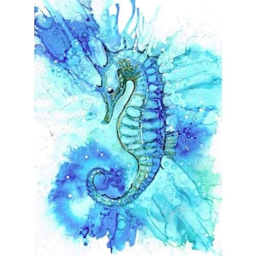 Diamond Paintings Rhinestone blue 3D Cross Stitch Kits Sea Horse Full DIY 5D Diamond Embroidery Scenery Mosaic Room Decor