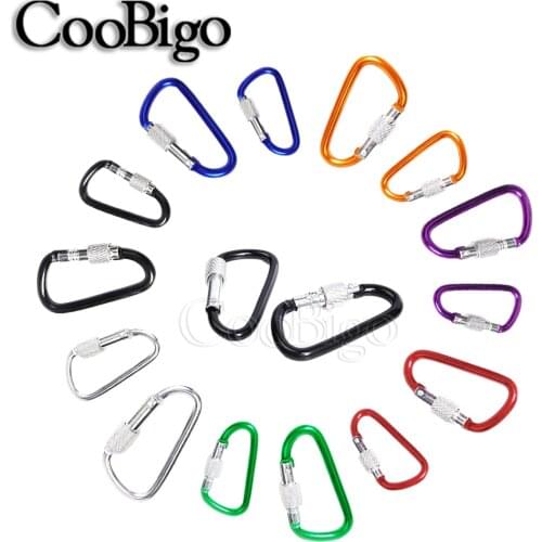 Aluminum Alloy Carabiner Lock Snap Hooks Buckles Clips D Ring Keychain Backpack Water Bottle Camping Travel Kits Multicolor 5pcs