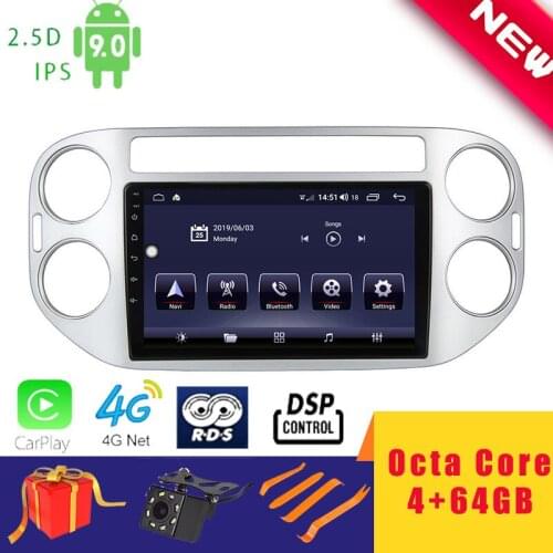 9" Android 10.0 Car Multimedia Player Stereo for Volksweagen VW Tiguan 2013~2016 Head Unit Octa Core DSP 2.5D+IPS 4G Carplay