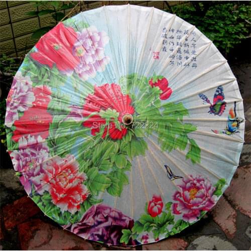 Free shipping chinese traditional handmade oiled paper umbrella butterfly flying in peony umbrell gift classical umbrella