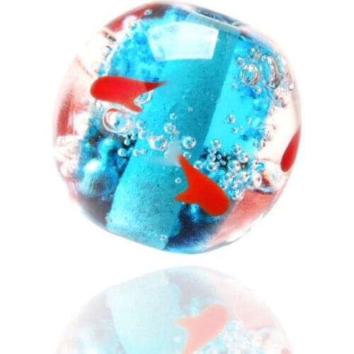 20mm Murano Lampwork Glass Beads Blue Ocean Playful Fish Dolphin Charms Bead for Japanese Bracelet Hair Accessories DIY Jewelry