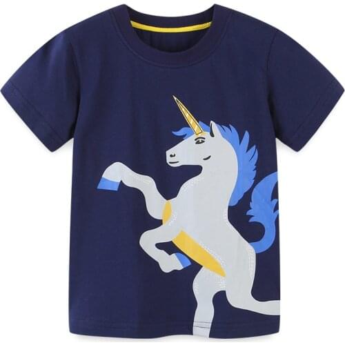Childrens T-shirts 2021 Summer New Boys Casual Short Sleeve T Shirts Cute Unicorn Print Cotton Fashion Tee Shirts for Boy 2-8 Y