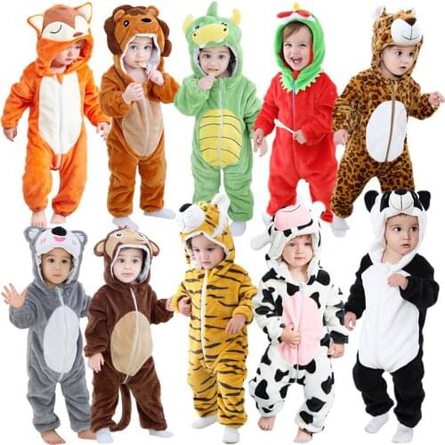 Baby Rompers Winter Lion/Tiger/fox/panda Costume for Girls Boys Toddler Animal Jumpsuit Infant Clothes