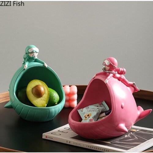Diver and Whale Storage Ornaments Resin Sugar Bowl Snack Can Candy Jar Dresser Tabletop Jewelry Organizer Home Decoration Modern