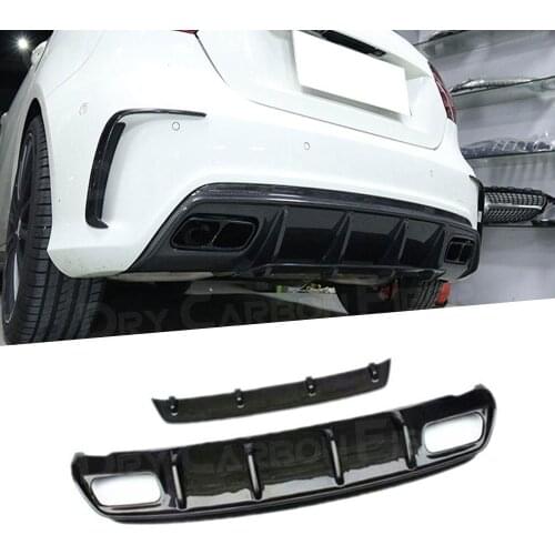 For Mercedes Benz A Class W176 A45 2013 - 2018 Rear Lip Diffuser Carbon Fiber Bumper Protector Car Styling 2PCS/Set FRP