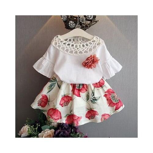 Emmababy Toddler Kids Baby Girls T-shirt Tops Skirt Dress Summer Outfits Clothes 2PCS Outfits Set