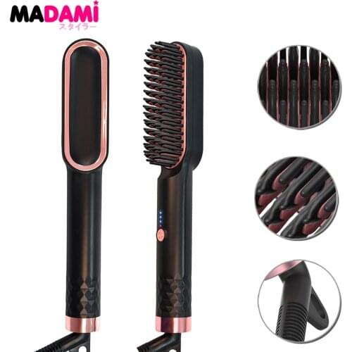 Hot Comb Hair Straightener Heated Electric Straightening Brush Flat Iron PTC Heater Ceramic Men Beard Comb Hair Styling Tools