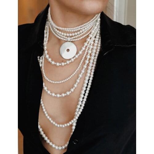 GULCE DERELI, GONG SYMBOL, CHARM NECKLACE, CHOKER NECKLACE, WHITE PEARL NECKLACE, GIFT BOX, GOLD/SILVER PLATED