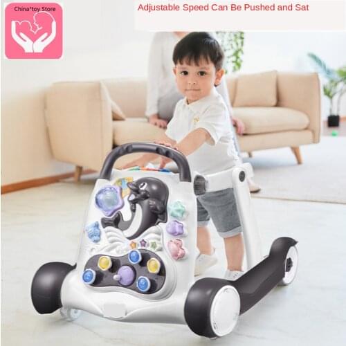 Baby Walker Anti-rollover Multi-function with Music Baby 6-36 Months Hand Push Can Sit Child Walker Without Battery