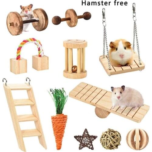 Bunny Chew Toys Set of 11pcs Natural Wood Toys for Chinchilla Hamster Parrot Rabbit Adoroble Toys for small pets
