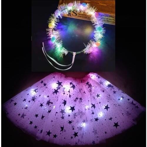 Garland set skirt girl childrens skirt luminous skirt led childrens skirt birthday tutu party dress star gauze pink skirt
