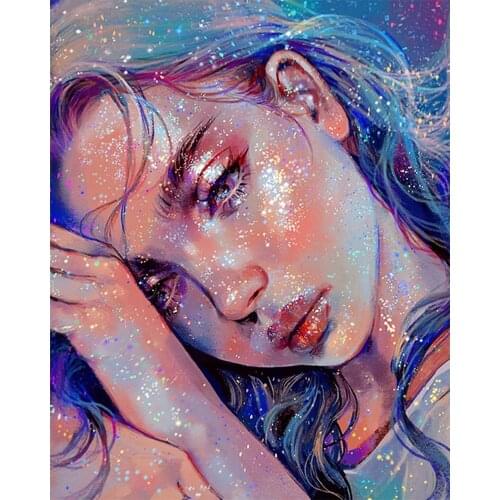 XUEQIXIAOZU 5D Girl Portrait Diamond Painting DIY Crafts Mosaic Square/Round Diamond Embroidery Bedroom Bathroom Decoration Gift