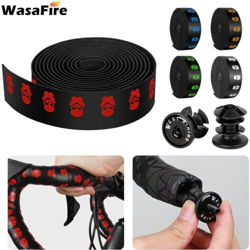 2PCS Bicycle Handlebar Tape Skull Soft Anti-slip Road Bike Handle Bar Tapes Steering Wheel Cover Handle Belt Cycling Accessories