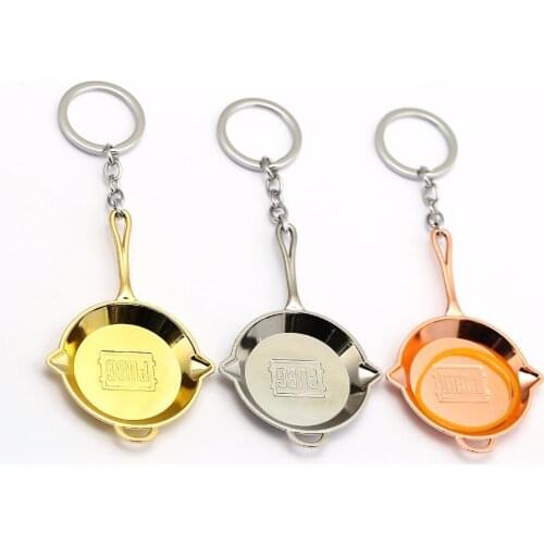 Mengtuyi Big Edition Game Around PUBG Jedi Eating Chicken Game Pan Keychain Tricolor Gold Copper Keychain Pendant Accessory
