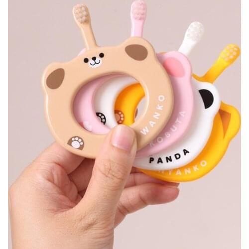 Cute Animal Baby Toothbrush Teething Finger Handle Soft Bristle Toothbrush Dental Care Tool Infant Anti-out Toothbrushes