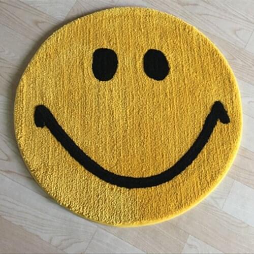 Lovely round yellow smiling face mat for childrens photography cushion for photo taking foot pad with suede not falling off and