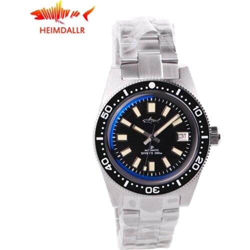 HEIMDALLR NH35 Mens Diver Watch Stainless Steel Japan Movement Automatic Wayches 300M Waterproof Luminous Mechanical Watch