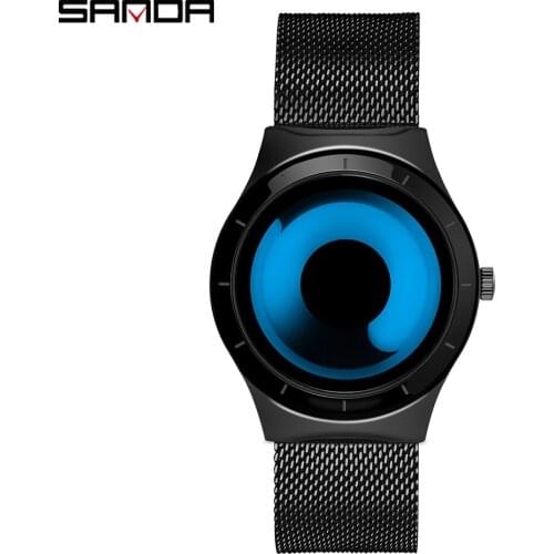 SANDA 2020 Hot Sell Fashion Casual Men Watch Unique Creative Vortex Dial Quartz Wristwatch Student Watch Relogio Masculino 1026