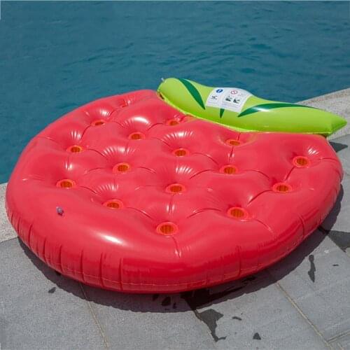 Single beach inflatable strawberry swimming pool floating air cushion raft water party mattress floating bed chair leisure