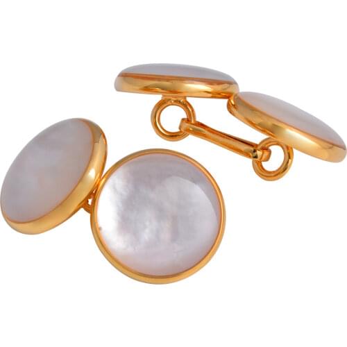 Cufflinks Spot Senior Banquet Party Suitable for Wearing round Natural Pearl Shell Chain Double-Sided