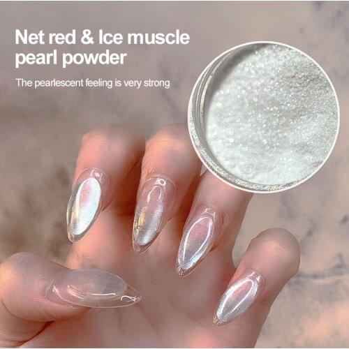 1 Box Nail Art Glitter Manicure Shimmer Powder Nail Powders Pearl White Acrylic Powders Highlight Powder Nail Glitter TSLM1
