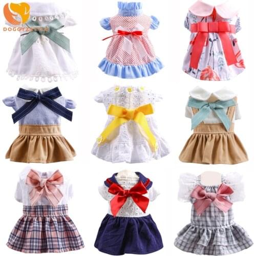 Cute Dog Dress Spring Summer Pet Clothes Cute Bow Knot Sweet Puppy Lace Dress for Party Wedding Dress Chihuahua Clothing Outfits