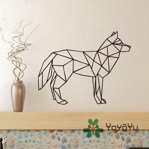 Removable Wolf Wall Decal Geometric Animal Wolf Art Wall Sticker 3D Home Decor Mural for Kids Nursery Room Decoration NY-105